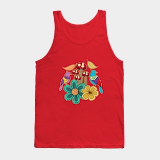 Fantasy Birds With Floral Design Tank Top